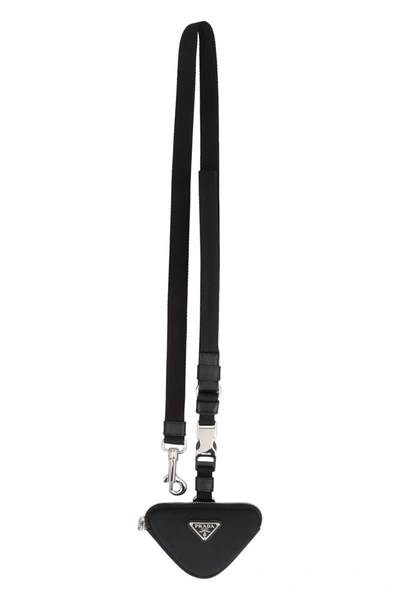 Prada Nylon Tape Leash In Nero