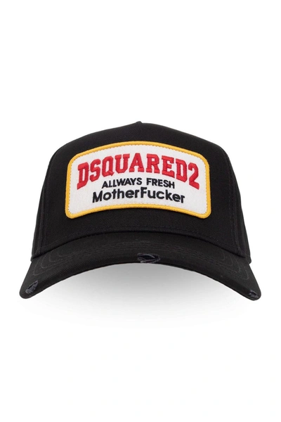 Dsquared2 Logo-patch Distressed Baseball Cap In Nero