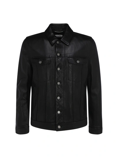 Saint Laurent Leather Jacket In Noir