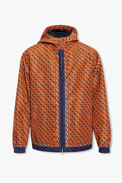 Gucci Patterned Hooded Jacket In Orange