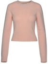 Palm Angels Knit Crew-neck Sweater With Ribbed Cuffs And Hemline In Pink White