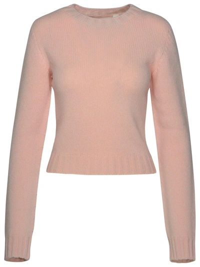 Palm Angels Logo-jacquard Ribbed-knit Jumper In Pink White