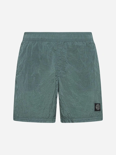 Stone Island Logo-patch Swim Shorts In Verde