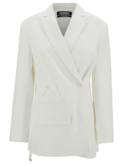 Jacquemus La Waistcoate Tibau Asymmetric Blazer In White