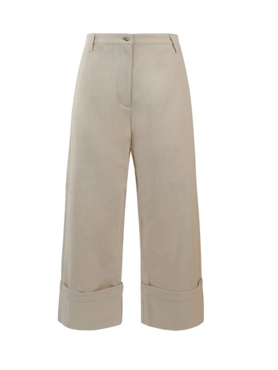 Moncler 1952 Button Detailed Wide Leg Trousers In White