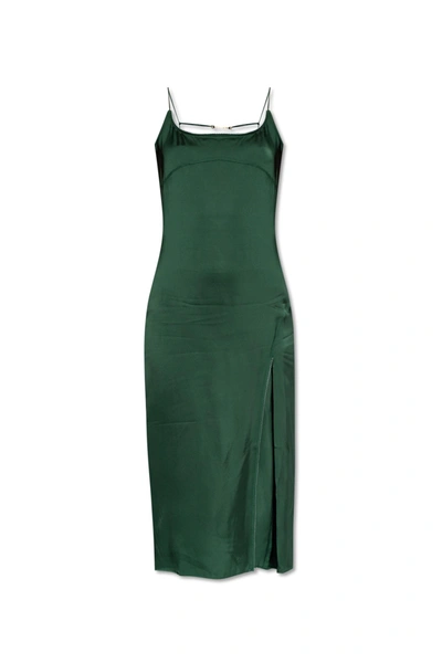 Jacquemus Notte Slip Dress In Dark Green
