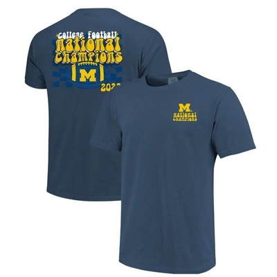 Image One Navy Michigan Wolverines College Football Playoff 2023 National Champions Groovy Comfort Colours T-sh