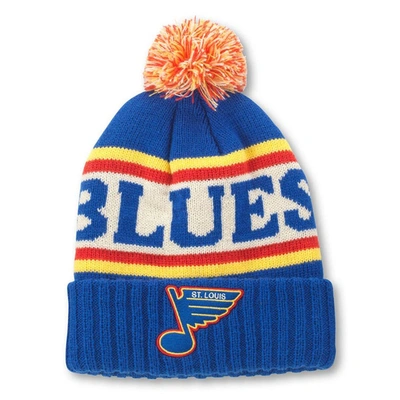 AMERICAN NEEDLE AMERICAN NEEDLE BLUE/WHITE ST. LOUIS BLUES PILLOW LINE CUFFED KNIT HAT WITH POM