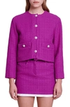 Maje Tweed Jacket For Spring/summer In Fuchsia Pink /