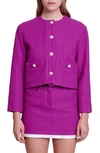 Maje Button-fastening Tweed Jacket In Fuchsia Pink