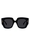 Loewe Anagram 50mm Small Geometric Sunglasses In Shiny Black / Smoke