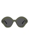 Loewe Curvy 49mm Small Geometric Sunglasses In Dark Olive Green Smoke