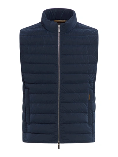 Moorer Quilted-finish Zip-up Gilet In Blue