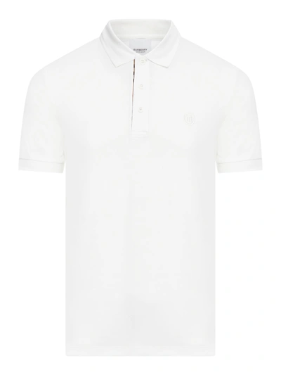 Burberry Monogram-motif Short-sleeve Polo Shirt In White