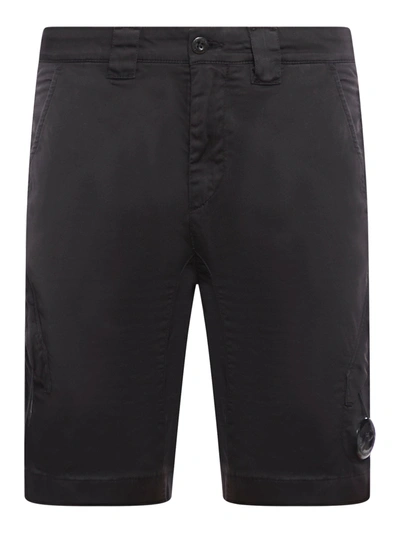 C.p. Company Stretch Sateen Utility Shorts In Black