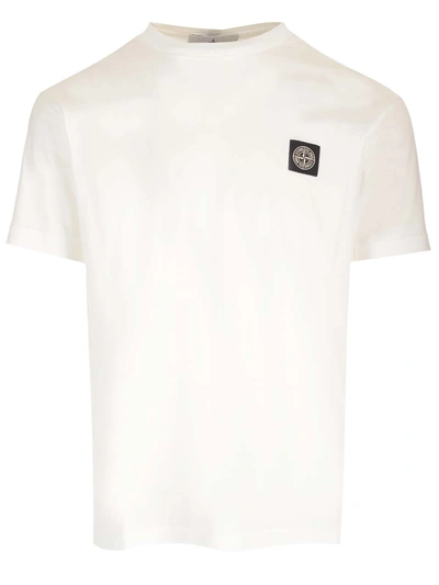 Stone Island Crew-neck T-shirt In Bianco