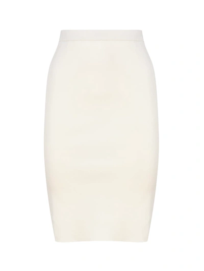 Saint Laurent Knitted Pencil Skirt In Bianco