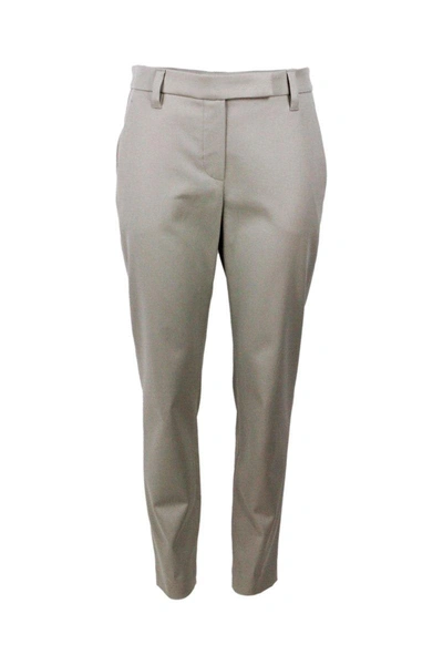 Brunello Cucinelli Cropped Stretched Trousers In Beige