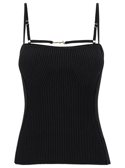 Jacquemus Rib-knit Sierra Tank Top In Black