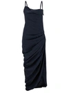 Jacquemus 'la Robe Saudade Longue' Long Blue Draped Dress In Viscose Blend Woman In Blu