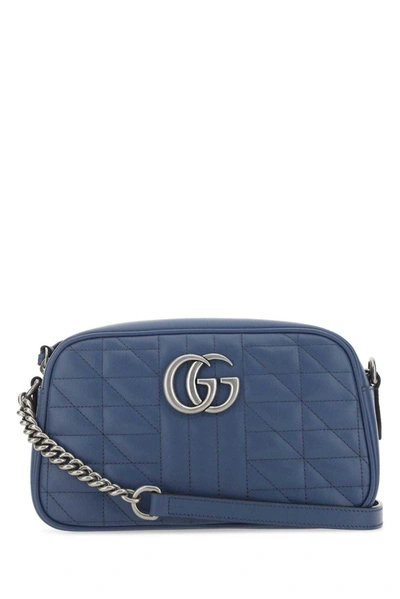 Gucci Gg Marmont Quilted Shoulder Bag In Blu