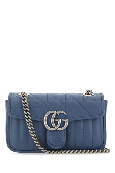Gucci Blue Leather Mini Marmont Shoulder Bag