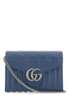 GUCCI GUCCI BLUE LEATHER GG MARMONT CLUTCH