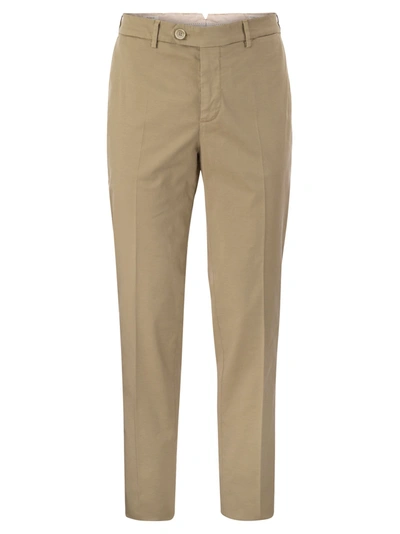 Brunello Cucinelli Italian Fit Cotton Gabardine Trousers In Default Title