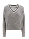Brunello Cucinelli Linen Sweater In Medium Grey