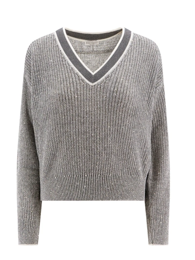 Brunello Cucinelli Linen Jumper In Grey