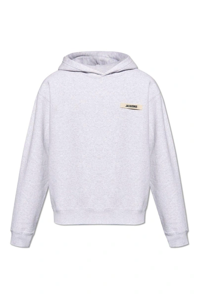 Jacquemus Felpa Con Cappuccio E Logo Ricamato In Grey