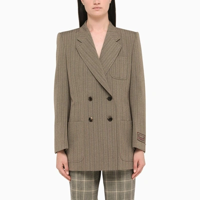 Gucci Brown Wool Double-breasted Jacket Women In Marrone