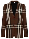 Burberry Exploded Check Single-breasted Blazer In Marrone