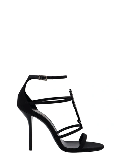 Saint Laurent Cassandre Sandals In Nero