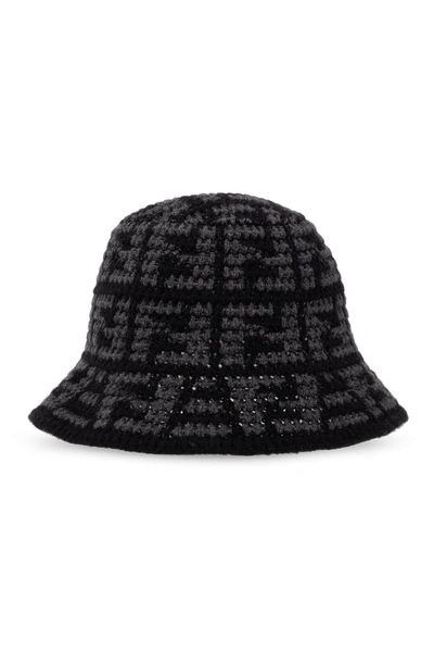 Fendi Black Monogrammed Bucket Hat In Nero