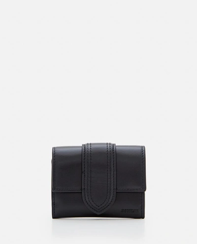 Jacquemus Le Compact Bambino Leather Wallet In Nero
