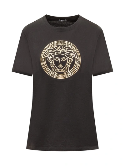 Versace T-shirt In Nero-oro