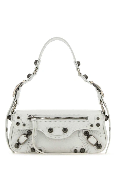 Balenciaga White Leather Le Cagole Sling Xs Shoulder Bag In Optic White