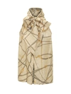 Versace Chain-link Print Halterneck Top In Sand-gold