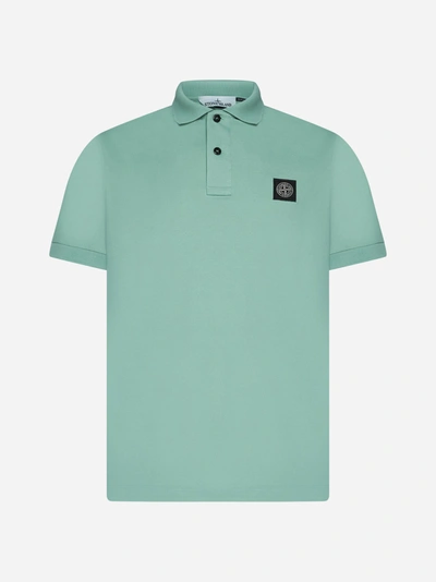 Stone Island Logo-patch Cotton Polo Shirt In Verde