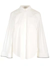 Brunello Cucinelli Oversized White Shirt With Contrasting Hem In Cotton Blend Woman In White