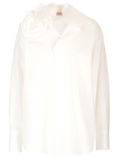 Valentino Rose Detail Shirt In White