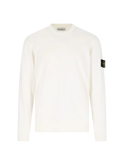 Stone Island Ribbed Jumper In White