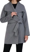 Elie Tahari Ella Wool Wrap Coat In Ash Gray In Multi