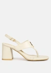 London Rag Monde Block Heel Thong Sandals In Beige