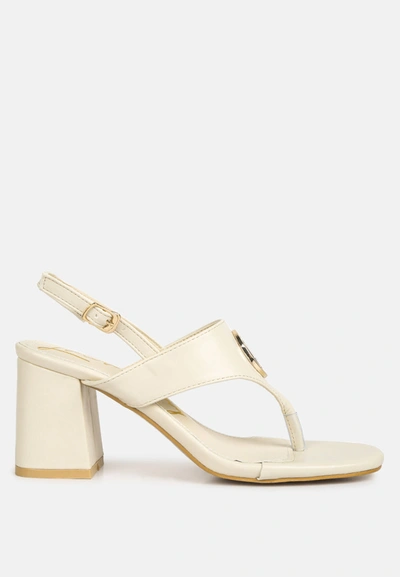 London Rag Monde Block Heel Thong Sandals In Beige