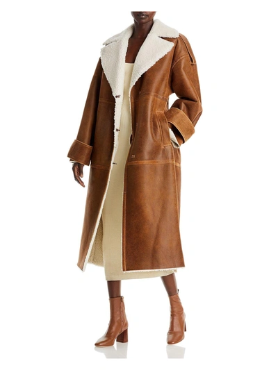 Remain Osila Womens Leather Shearling Long Coat In Brown