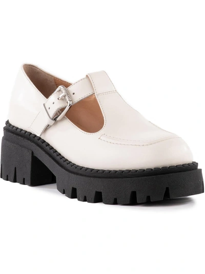 Seychelles Luster Womens Leather Lugged Sole Loafers In White