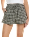 Ganni Checked Seersucker Shorts In Black
