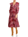 Derek Lam 10 Crosby Twist-front Pleated Voile Midi Dress In Pink